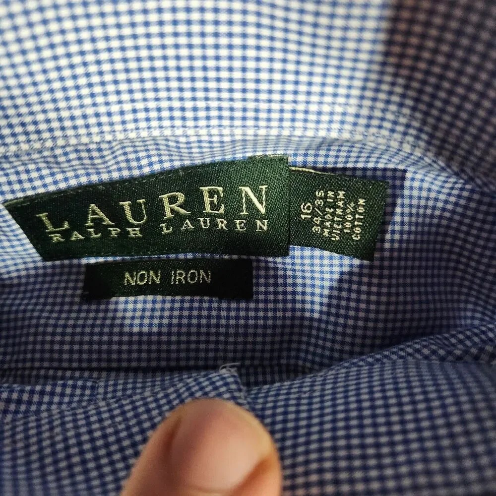 Lauren Ralph Lauren Mens Long Sleeve Shirt Non Iron Cotton Check 16(34-35) #281